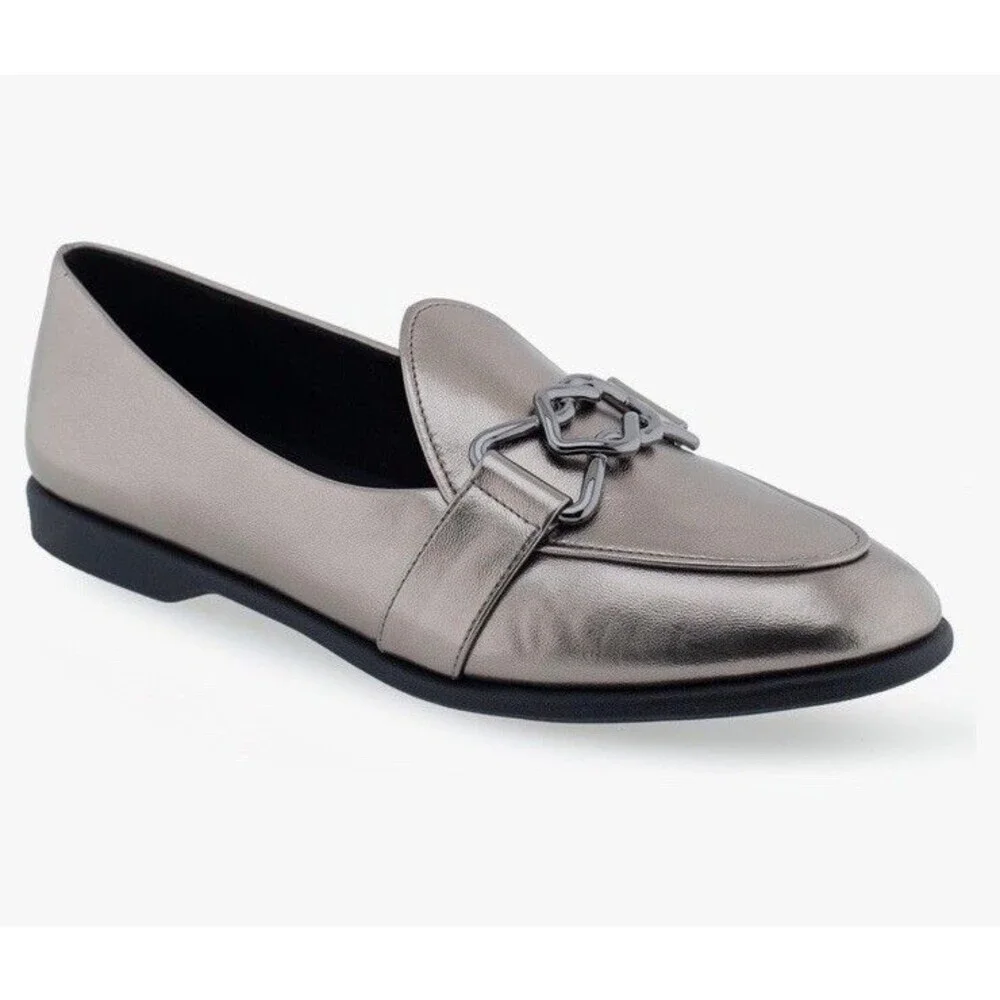 AEROSOLES Borgio Loafer‎ Flat Size 10.5 Graphite NEW Career Modern Work Comfort
